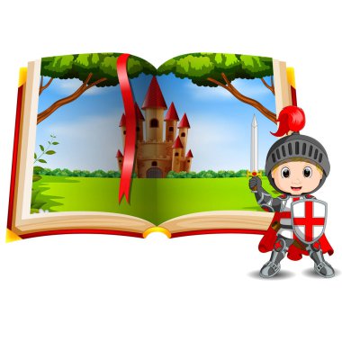 kitap ve bir şövalye kale sahne