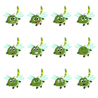 yusufçuk farklı yüz ifadeleri ve farklı renk ile