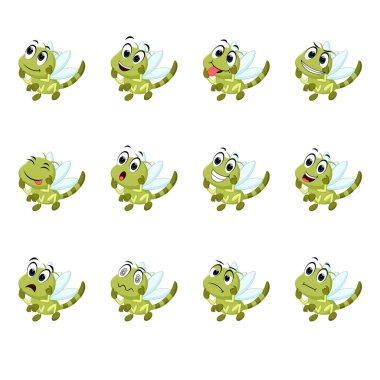 yusufçuk farklı yüz ifadeleri ve farklı renk ile