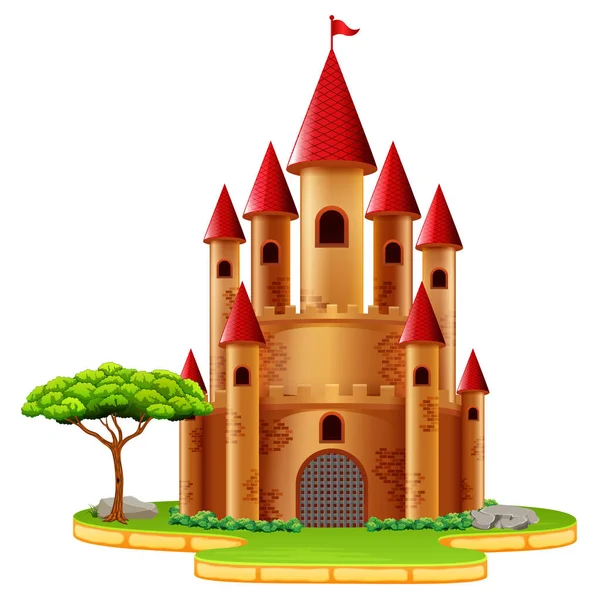 Torres Del Castillo Con Árbol — Vector de stock