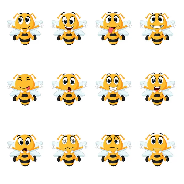 異なる表情を持つミツバチ — ストックベクタ