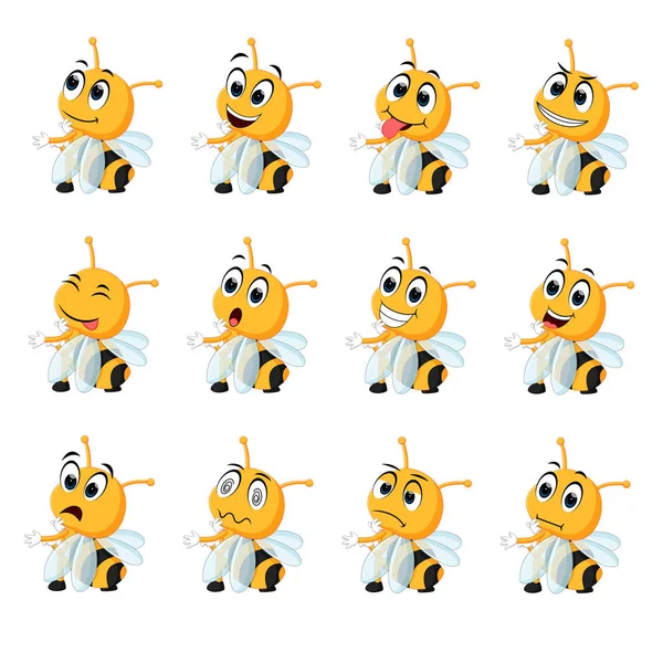 Honingbij Met Verschillende Gezichtsuitdrukkingen — Stockvector