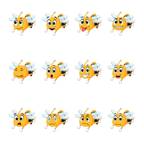 Bee Different Facial Expressions — Stock Vector