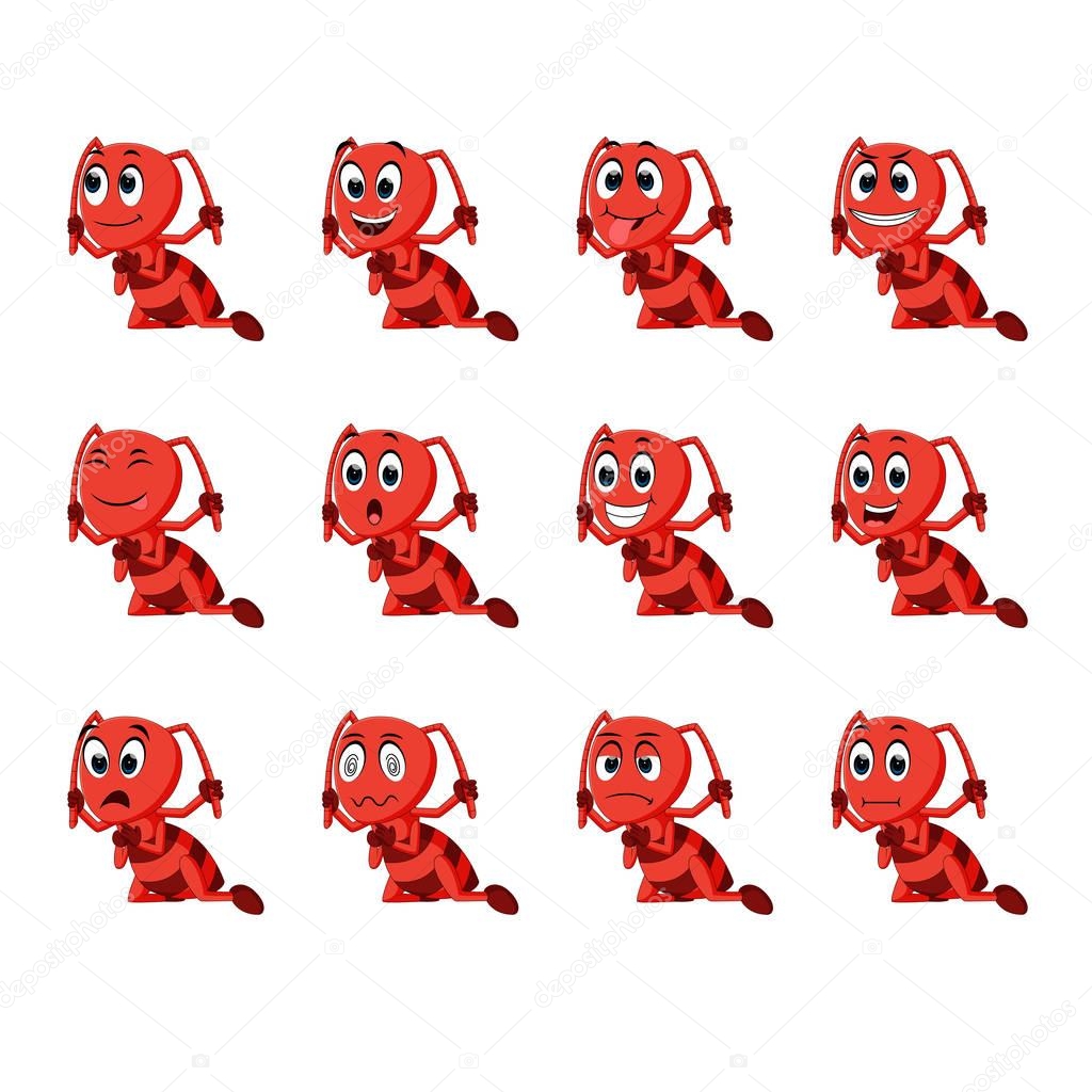 Ant with different facial expressions