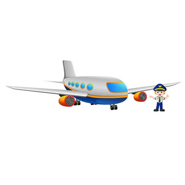 Piloto Avión Sobre Fondo Blanco — Vector de stock