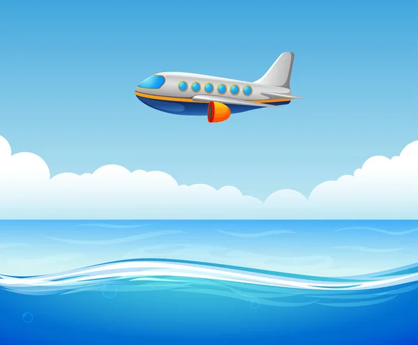 Komerční Letadlo Letící Nad Moře — Stockový vektor