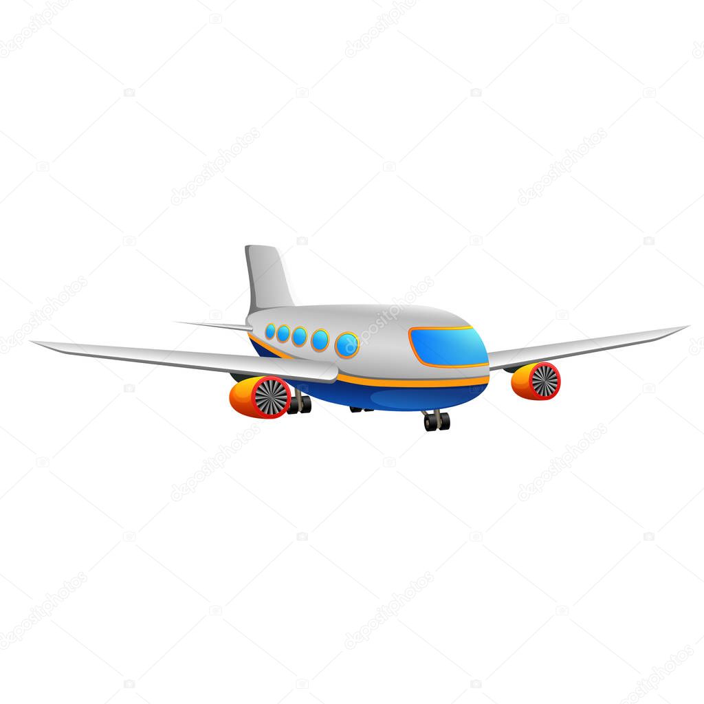 Illustration of a commercial plane on a white background