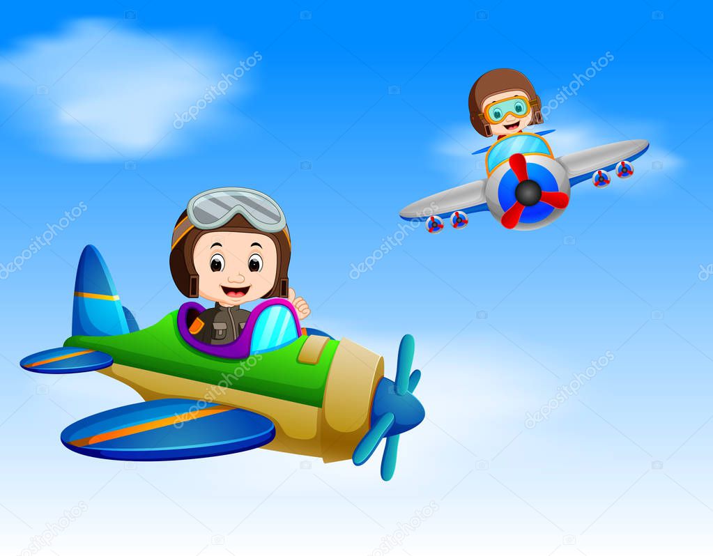 two pilot riding plane