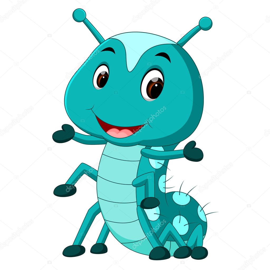 a blue caterpillar cartoon