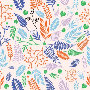 Çiçekler ve yapraklarla kusursuz bir arka plan.