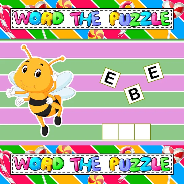 Slova puzzle vzdělávací hra pro děti — Stockový vektor