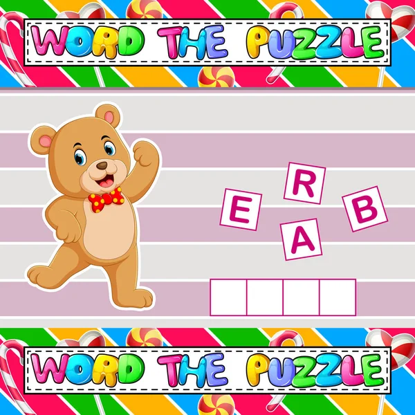 Parole puzzle gioco educativo per bambini — Vettoriale Stock