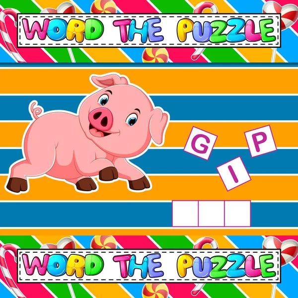 Palavras quebra-cabeça jogo educativo para crianças — Vetor de Stock