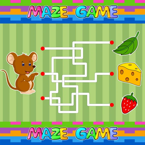 帮助鼠标找到正确的奶酪之路。 迷宫般的迷宫。 儿童迷宫游戏 — 图库矢量图片