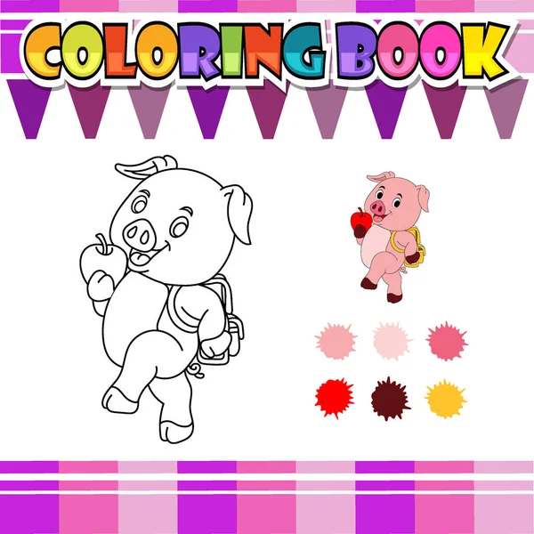Kolorowanki książki świnia iść do szkoły kreskówki — Wektor stockowy
