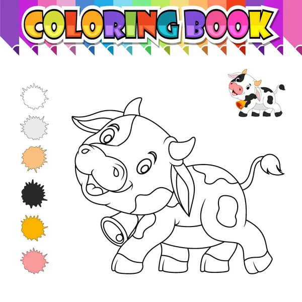 Coloring book cute cow cartoon — ストックベクタ