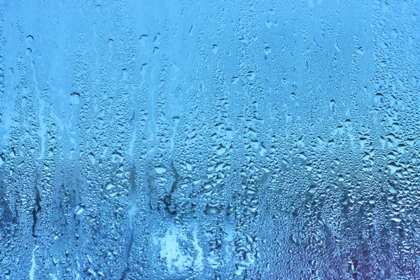 Natuurlijke Water Drop Achtergrond Vensterglas Met Condensatie Hoge Vochtigheid Stroom — Stockfoto
