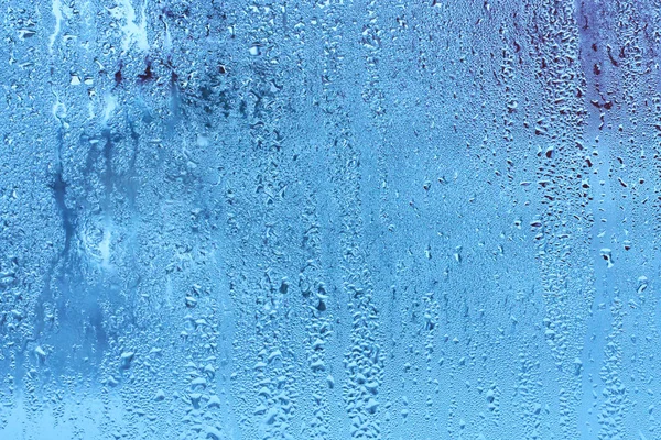 Fönsterglas Med Kondens Hög Luftfuktighet Stora Droppar Rinna Ner Kall — Stockfoto