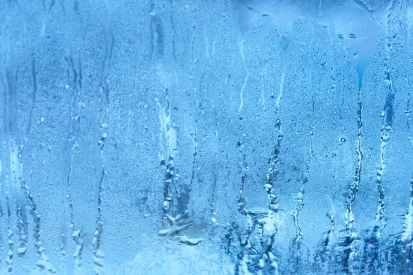 Natürliche Blaue Wassertropfen Hintergrund Auf Glas — Stockfoto