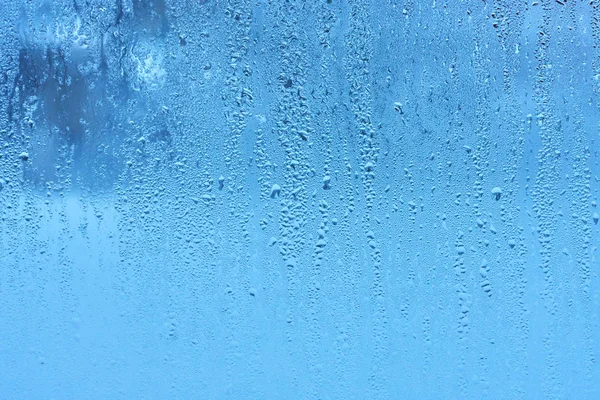 Natürliche Wassertropfen Hintergrund Fensterglas Mit Kondensation Hohe Luftfeuchtigkeit Große Tröpfchen — Stockfoto