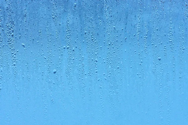 Окно Стекло Высокой Влажностью Конденсата Большие Капли Стекают Вниз Холодный — стоковое фото