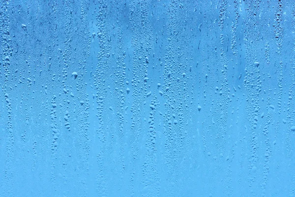 Fond Goutte Eau Bleu Naturel Sur Verre — Photo