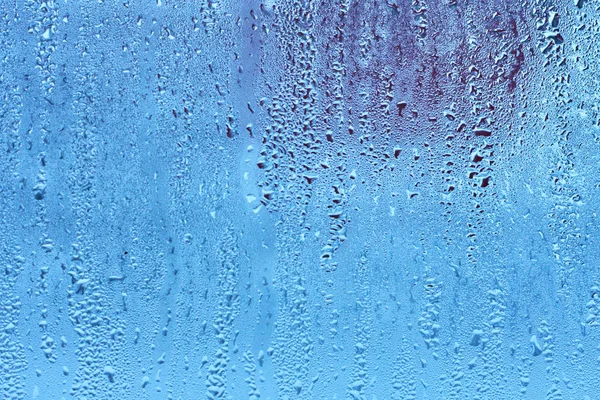 Window Glass Condensation High Humidity Large Droplets Flow Cold Tone — Stock Photo, Image