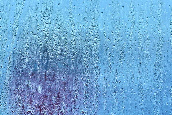 Fönsterglas Med Kondens Hög Luftfuktighet Stora Droppar Rinna Ner Kall — Stockfoto