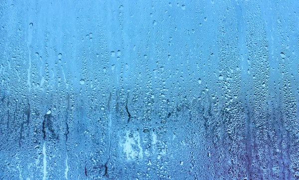 Natürliche Wassertropfen Hintergrund Fensterglas Mit Kondensation Hohe Luftfeuchtigkeit Große Tröpfchen — Stockfoto