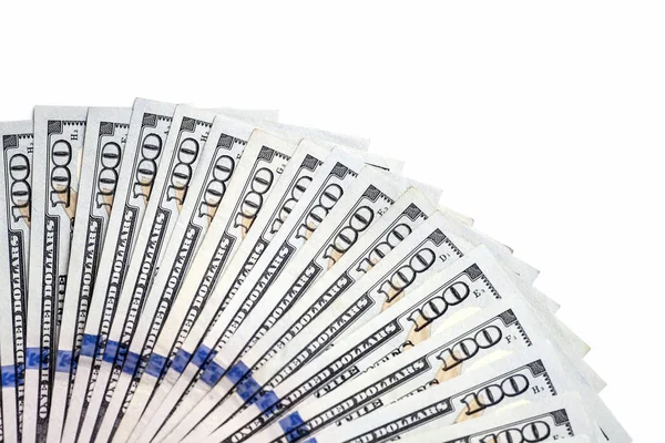 Yüz dolarlık banknot para arka plan olarak yığını. Yeni banknotlar mali kavramında yaymak.