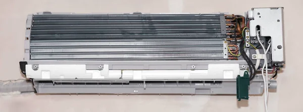Close-up high-quality panorama of the wall-mounted air condition