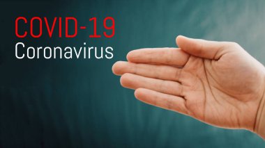 Coronavirus salgını, arka planda COVID-19 kelimesi, COVID-19 salgını ve koronavirüs gribi geçmişi. Pandemik sağlık riski, bağışıklık bilimi, viroloji, salgın hastalık konsepti