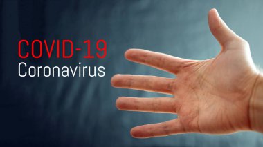 Coronavirus salgını, arka planda COVID-19 kelimesi, COVID-19 salgını ve koronavirüs gribi geçmişi. Pandemik sağlık riski, bağışıklık bilimi, viroloji, salgın hastalık konsepti