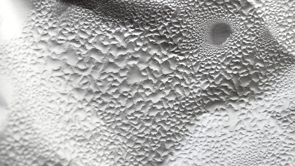 Water Drops On Foil Grey White Background, Texture colorful water drop. Abstract detail of moisture condensation problems, hot water vapor condensed on foil close up