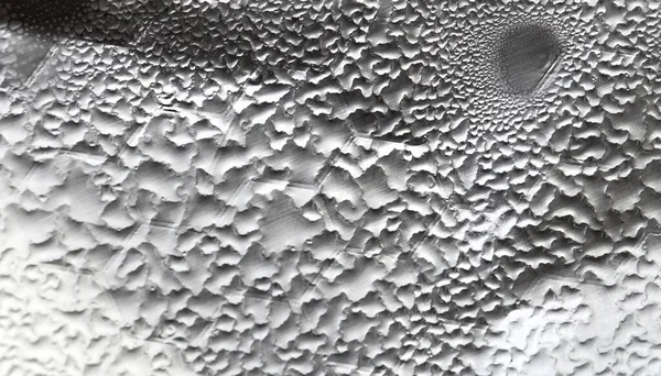 水滴在花灰色的白色背景上 纹理色的水滴 水汽在铝箔闭合过程中的冷凝问题摘要 — 图库照片