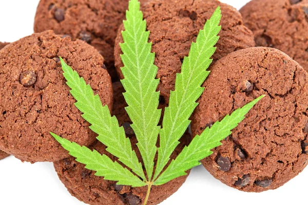 Cooking Cannabis Cbd Cannabidiol Hemp Herb Cookies Cannabis Leaf Macro — Stock Photo, Image