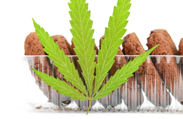 Cocinar Cannabis Cbd Cannabidiol Con Hierba Cáñamo Galletas Con Hoja — Foto de Stock