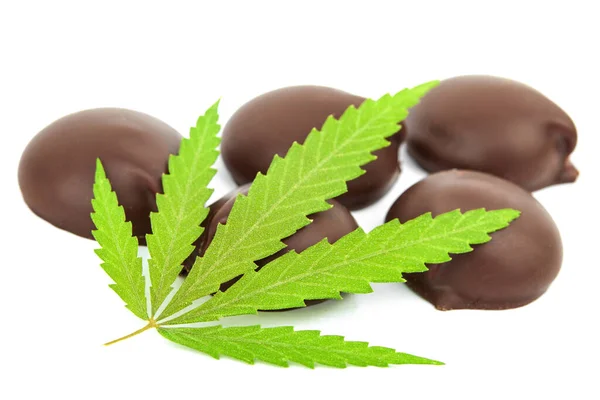 Dulces Dulces Chocolate Que Contienen Cannabidiol Cbd Cannabis Con Una — Foto de Stock