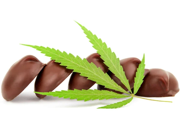 Dulces Dulces Chocolate Que Contienen Cannabidiol Cbd Cannabis Con Una — Foto de Stock