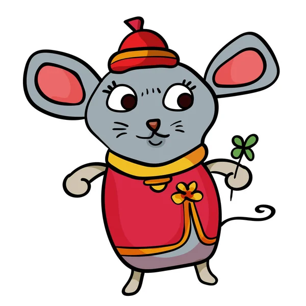 Le rat dans le style chinois. Année du Rat 2020, Nouvel An chinois. - Conception vectorielle . — Image vectorielle