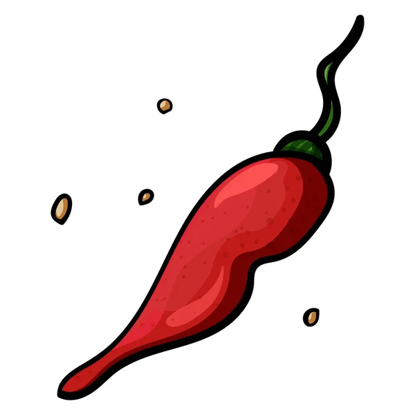 Pimenta picante vermelha. Doodles isolados. Cozinha vegetariana. Ilustração botânica do pimentão. - Vector —  Vetores de Stock