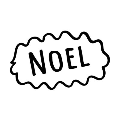 Noel 'in buluttaki izole harf cümlesi. Karalama çizimi. Vektör illüstrasyonu Boyama Sayfası Yetişkin ve Çocuklar.