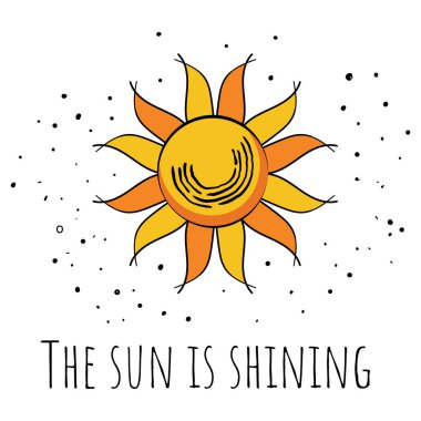 Güneş çemberi. Güneşin çocuk tarzında basit bir görüntüsü. Vektör çizimi. El çizimi sanatı