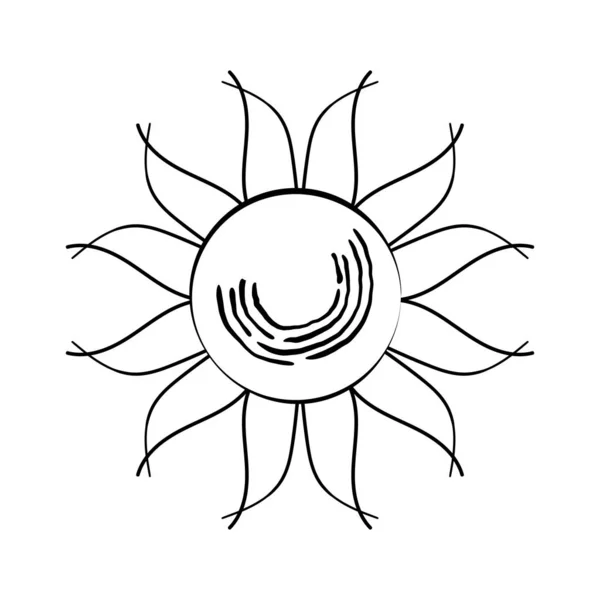 Сонячне коло. Просте зображення сонця в дитячому стилі. Векторні ілюстрації. Рука Мальоване мистецтво — стоковий вектор