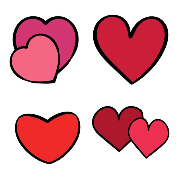Symbol miłości Ikony wektora serca, koncepcja serca. Ilustracja bazgrołów wektora — Wektor stockowy