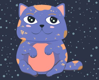 Şirin kedi. Vektör baskı tasarımı. Hayvani illüstrasyon