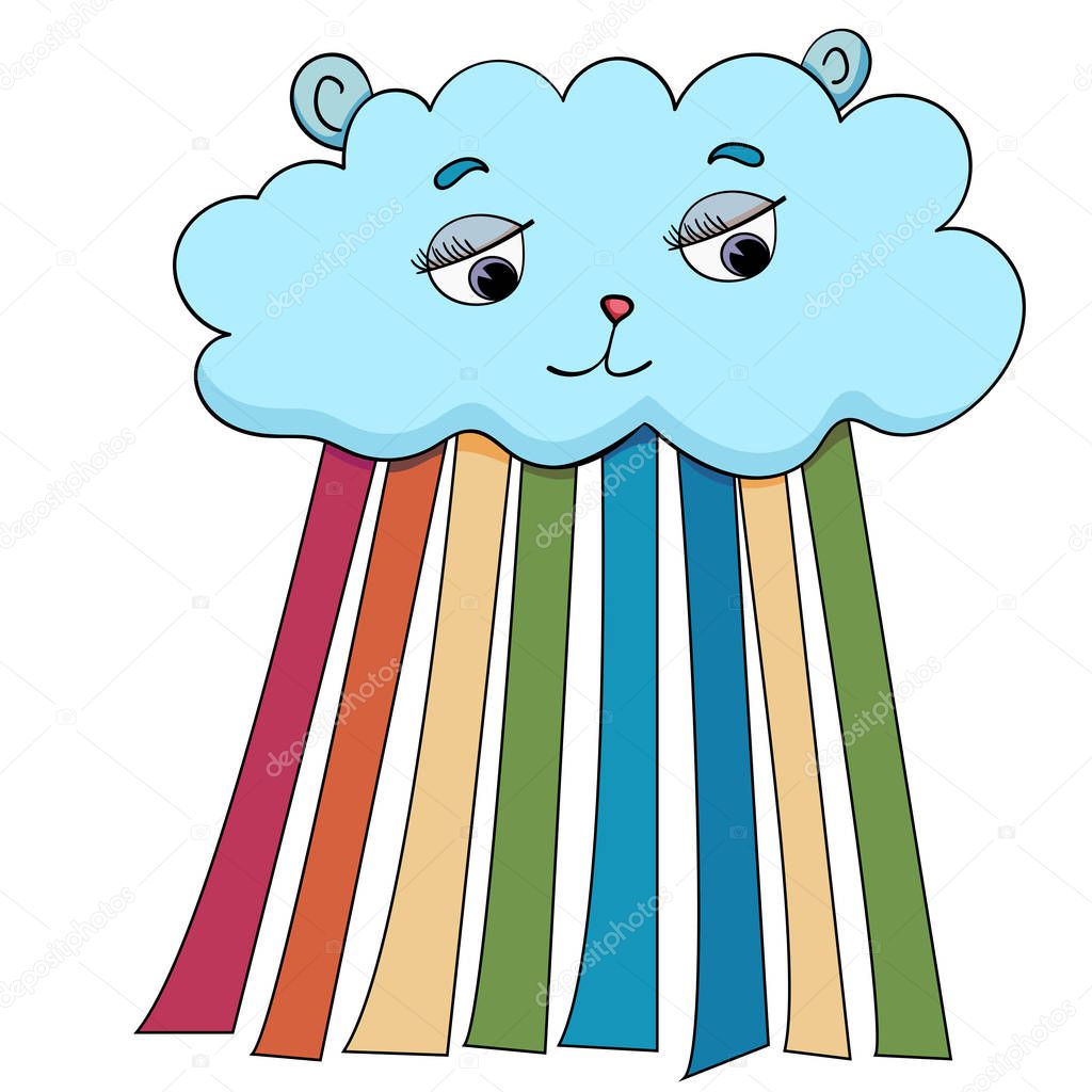 Illustration Cloud rainbow rain character design, design elements.
