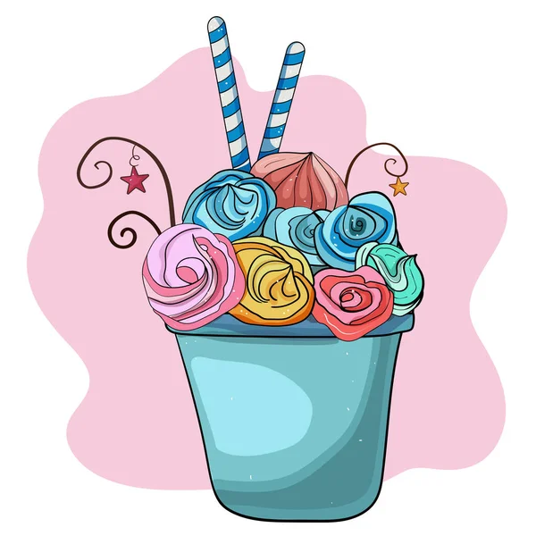 Meringues dessert Sketch vector illustration. Illustration for any design — 스톡 벡터