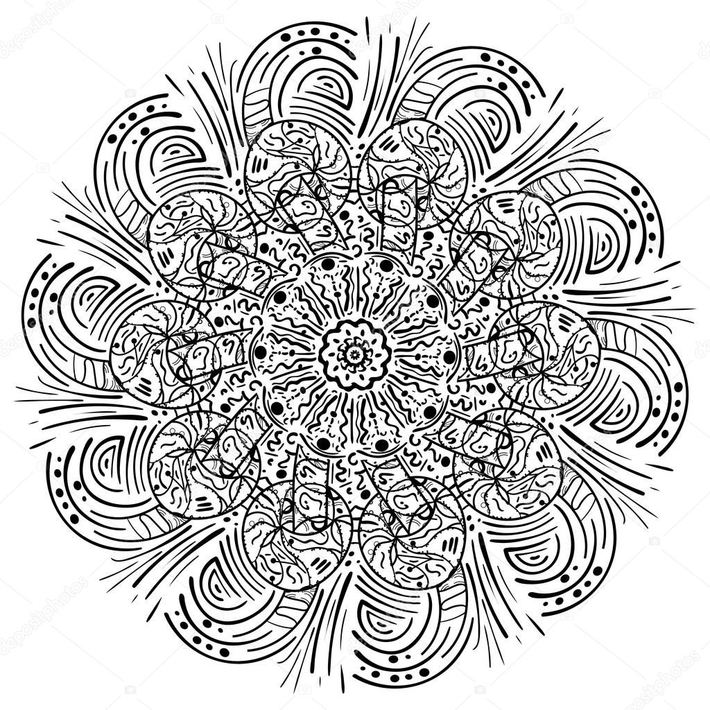 Download Hand Drawn Backgrounds Ornament Zen Tangle Decorative Round Zen Symmetry Texture Mehndi Design Adult Coloring Book Arabic Indian Turkish Pakistan Motifs Shape Isolated Black And White Premium Vector In Adobe Illustrator