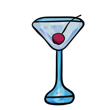 Kirazlı bir bardakta alkollü içki. Vektör illüstrasyonu